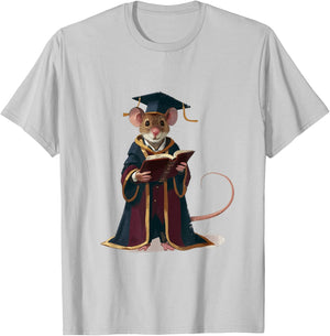 Cute Mouse Reading Book Graduation Gift T-Shirt - T-Shirt | Ash