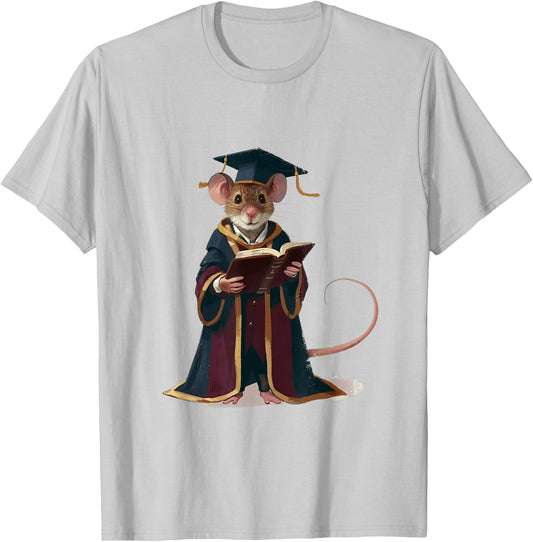 Cute Mouse Reading Book Graduation Gift T-Shirt - T-Shirt | Ash