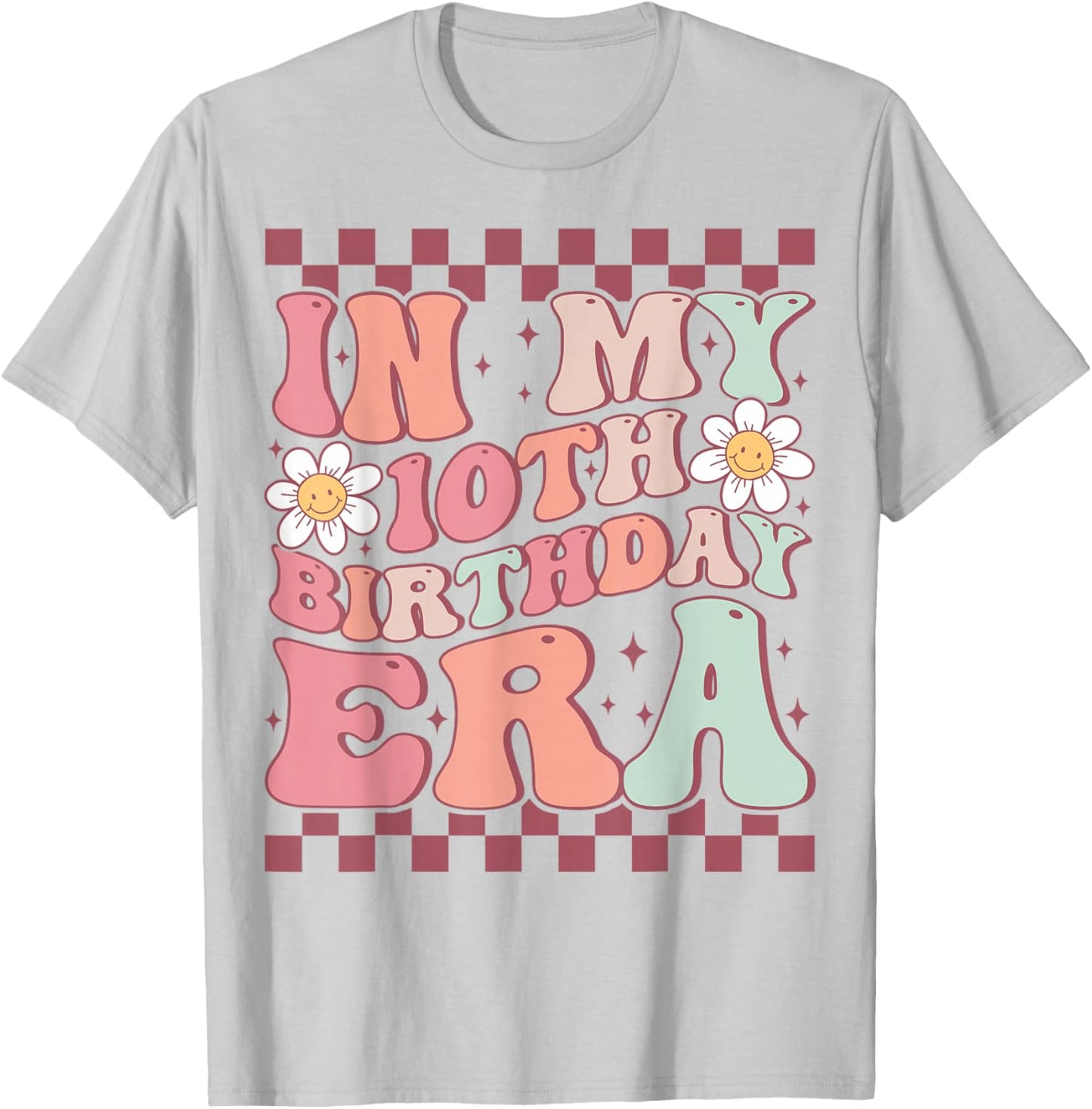 In My 10th Birthday Era Cute Groovy 10th Birthday Party T-Shirt - T-Shirt | Ash