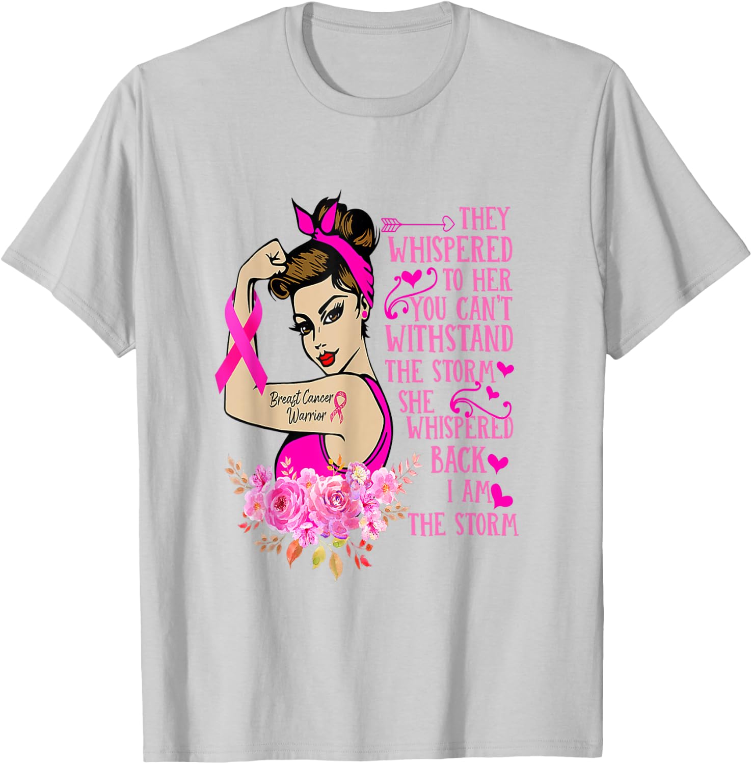 I'm The Storm Strong Women Breast Cancer Warrior Pink Ribbon T-Shirt - T-Shirt | Ash