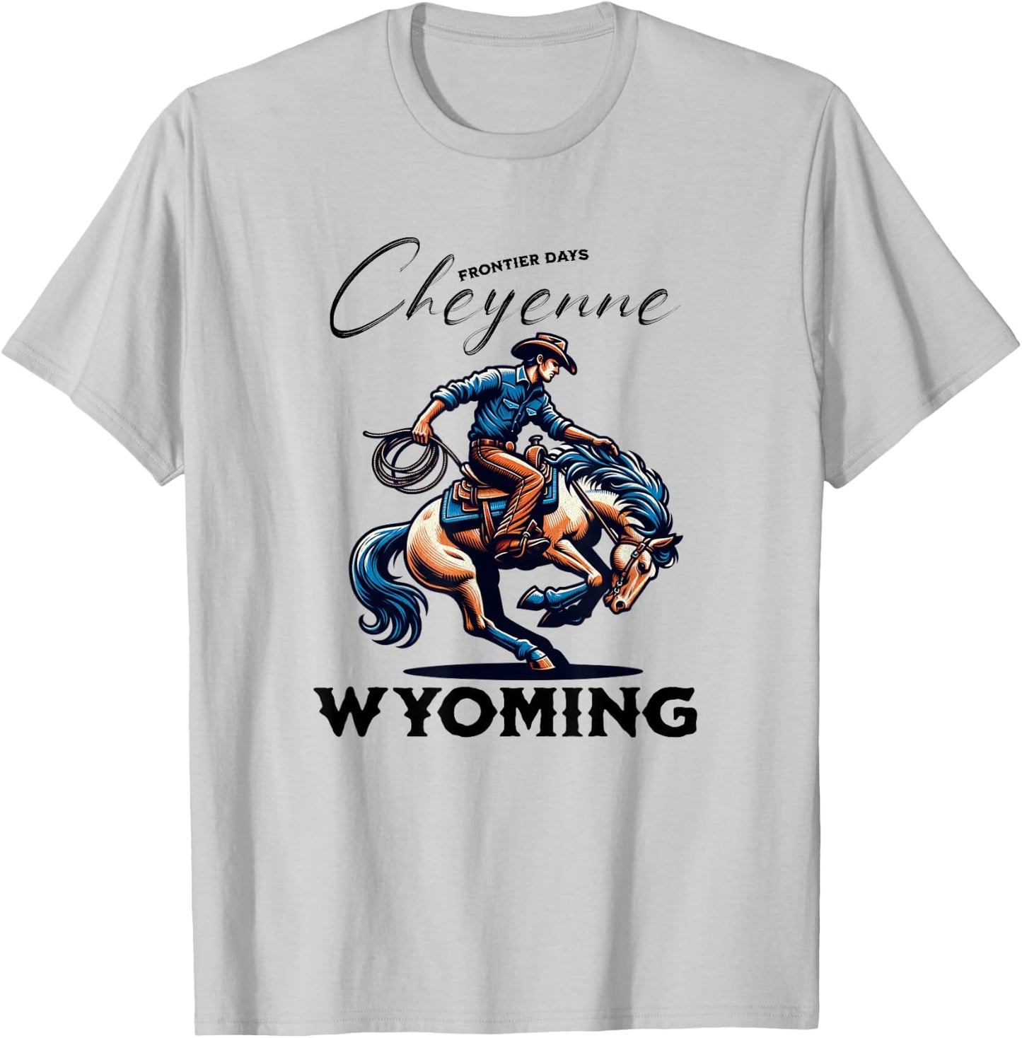 Cheyenne Wyoming Cowboys and Horse Frontier Days T-Shirt - T-Shirt | Ash