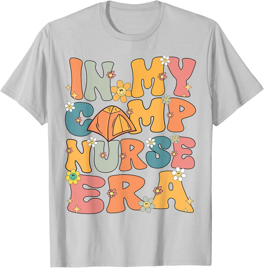 In My Camp Nurse Era Retro Groovy Summer Camp Nurse Cute Men Women Girls Kids T-Shirt - T-Shirt | Ash