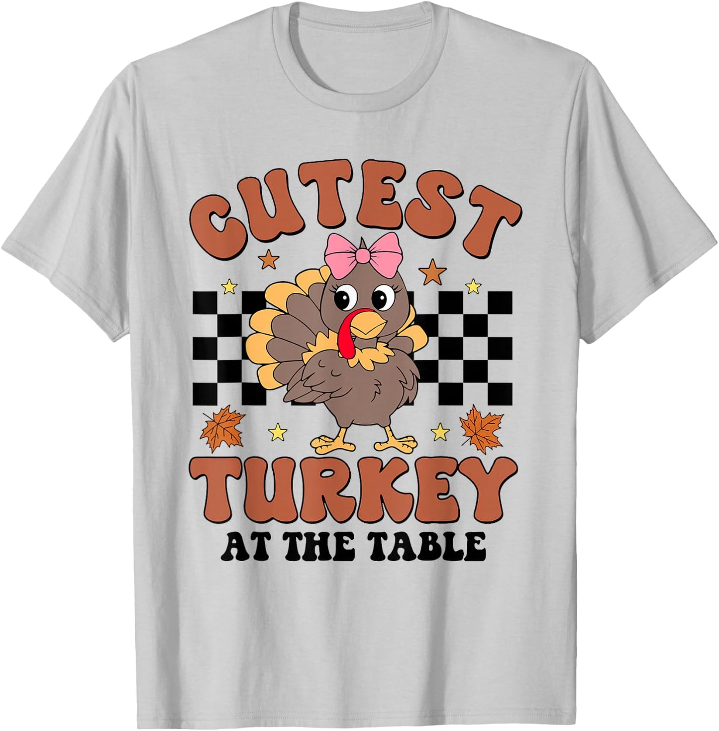 Thanksgiving Cutest Turkey At The Table Dinner Girl Toddler T-Shirt - T-Shirt | Ash