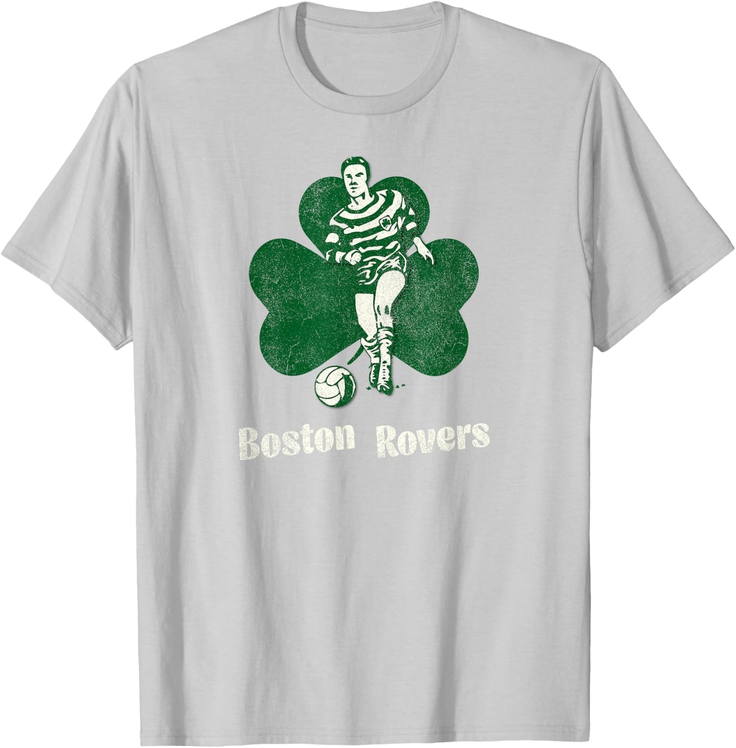 Boston Rovers Vintage Soccer League Shamrock Irish Futbol T-Shirt - T-Shirt | Ash