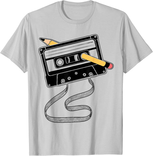 I'm This Old Cassette Tape Pencil T-Shirt - T-Shirt | Ash