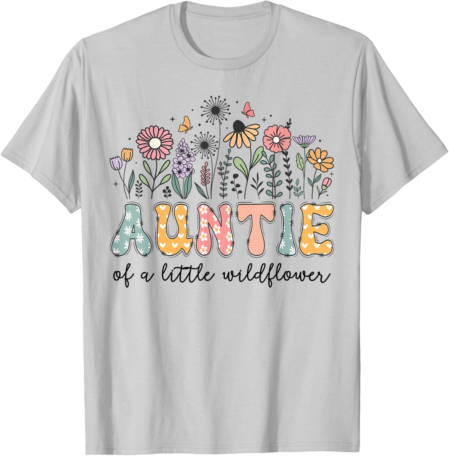 Auntie Of The Little Wildflower Baby Birthday Party T-Shirt - T-Shirt | Ash