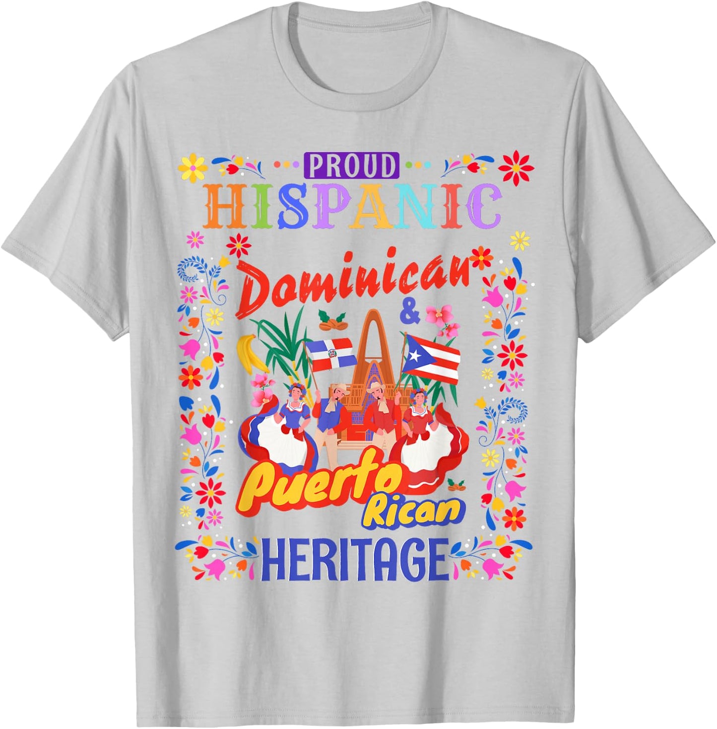 Puerto Rican & Dominican Flag Outfit Idea Women Dominican T-Shirt - T-Shirt | Ash