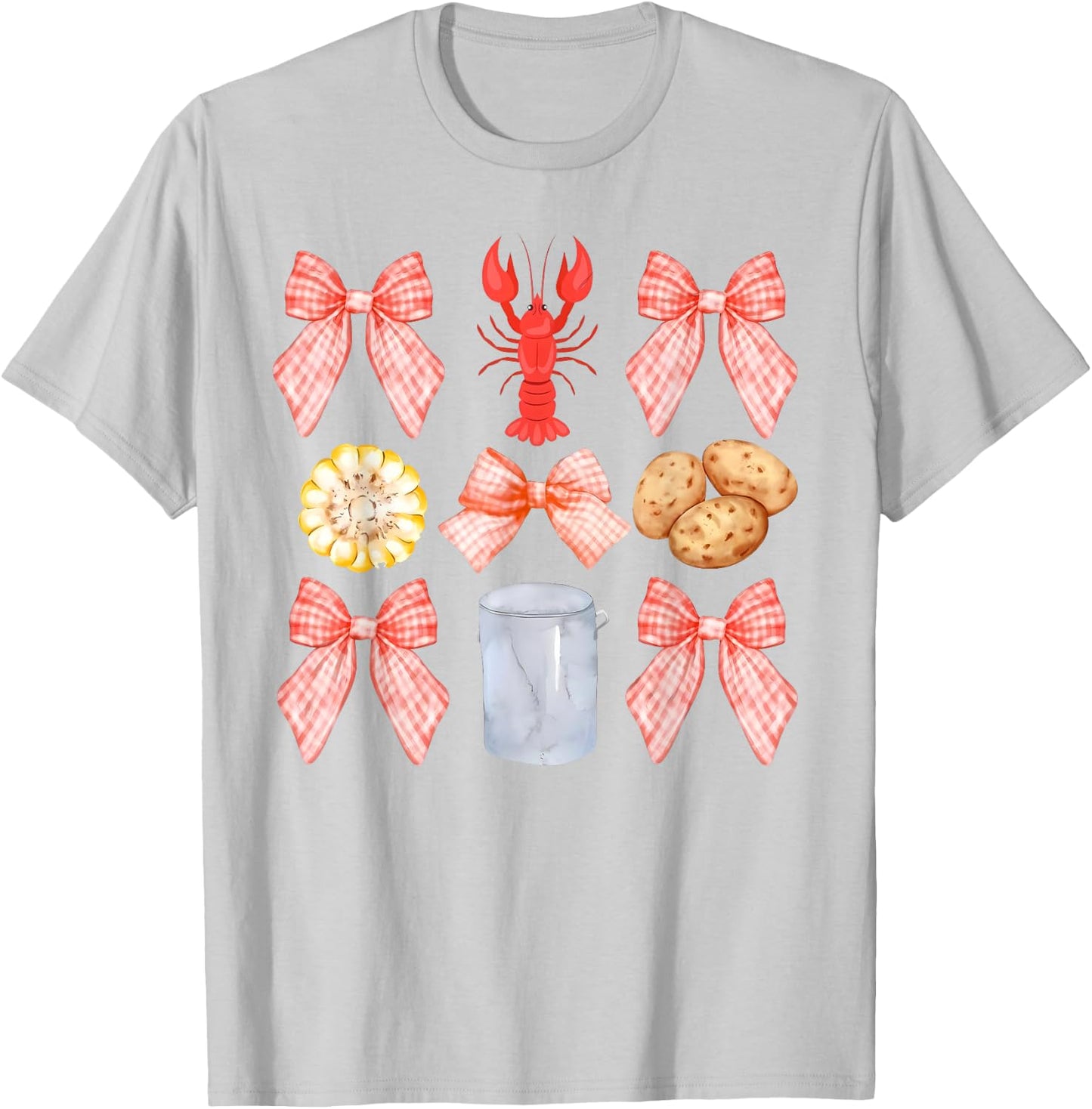 Pink Bow Cute Coquette Crawfish Boil Y2K Girl Aesthetic T-Shirt - T-Shirt | Ash