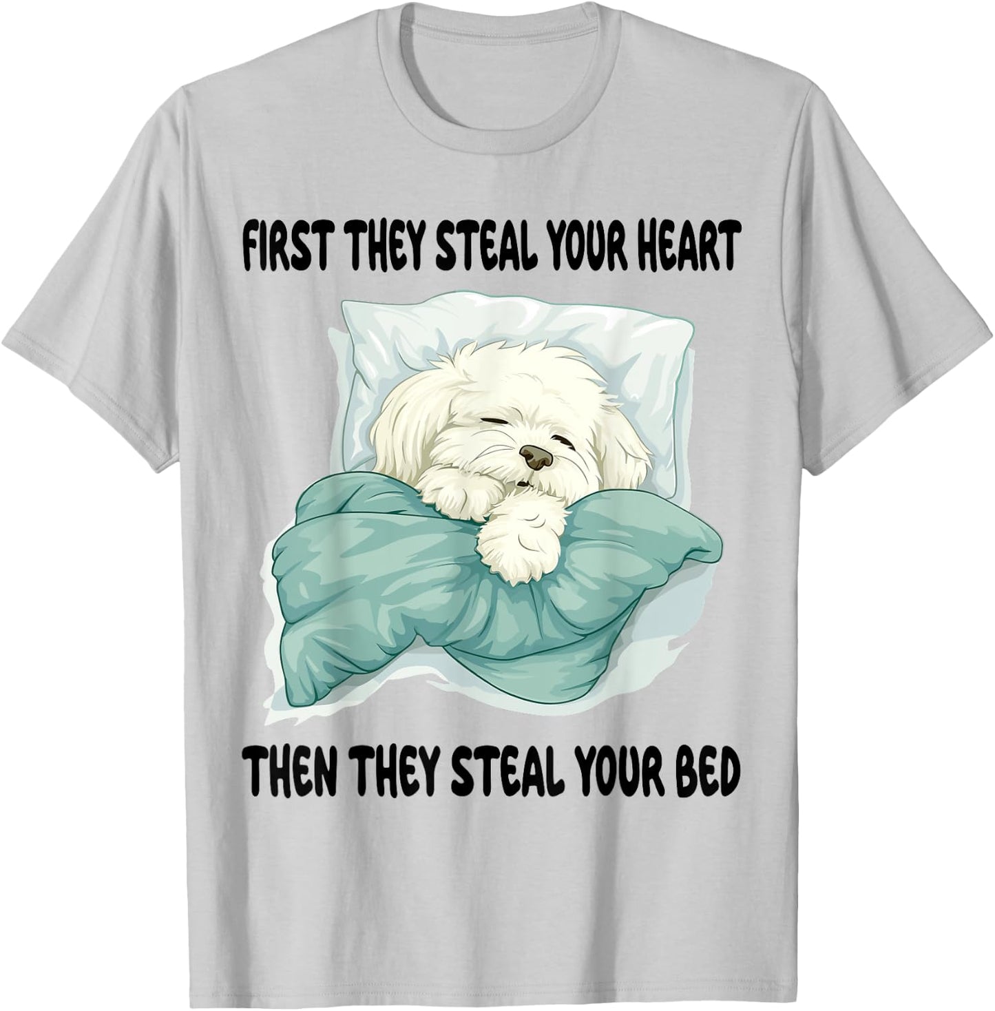 Coton De Tulear Sleeping Pajamas Nightgown T-Shirt - T-Shirt | Ash