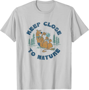 Scooby-Doo Vintage Earth Day Keep Close To Nature Poster T-Shirt - T-Shirt | Ash