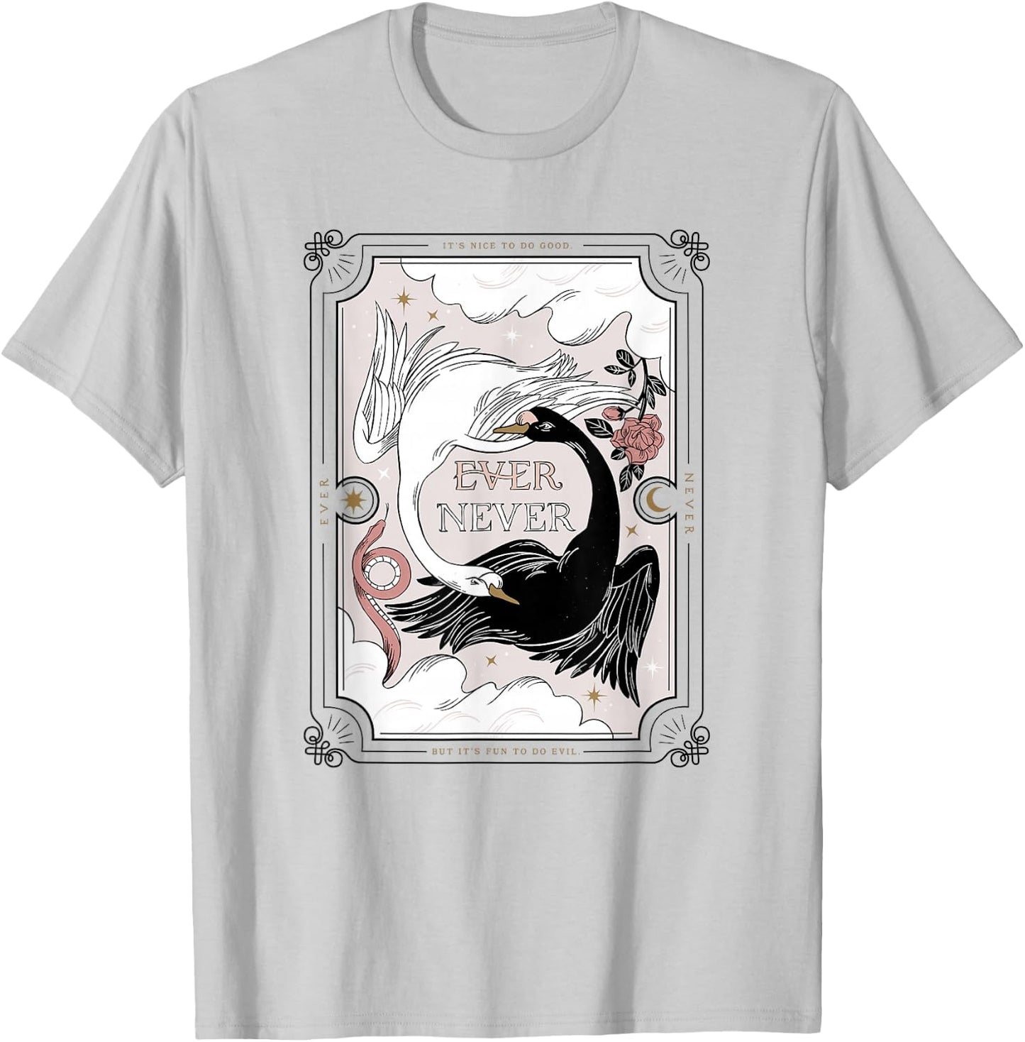 The School for Good and Evil Ever Never Black & White Geese T-Shirt - T-Shirt | Ash