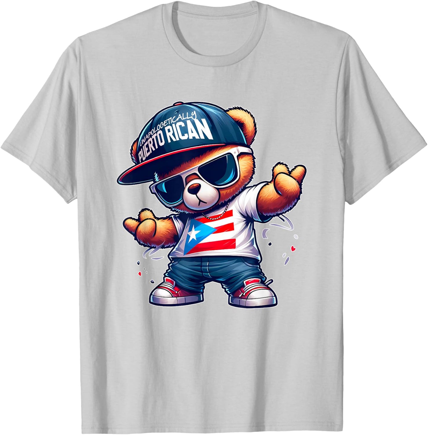Teddy Bear Proud Puerto Rico Flag Shirt Boricua Puerto Rican T-Shirt - T-Shirt | Ash