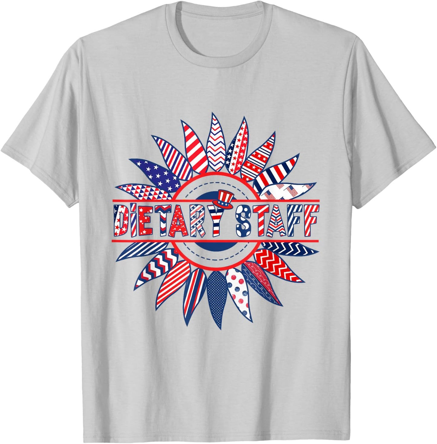 Sunflower Patriotic Dietary Staff 4th Of July 2024 Women Men T-Shirt - T-Shirt | Ash
