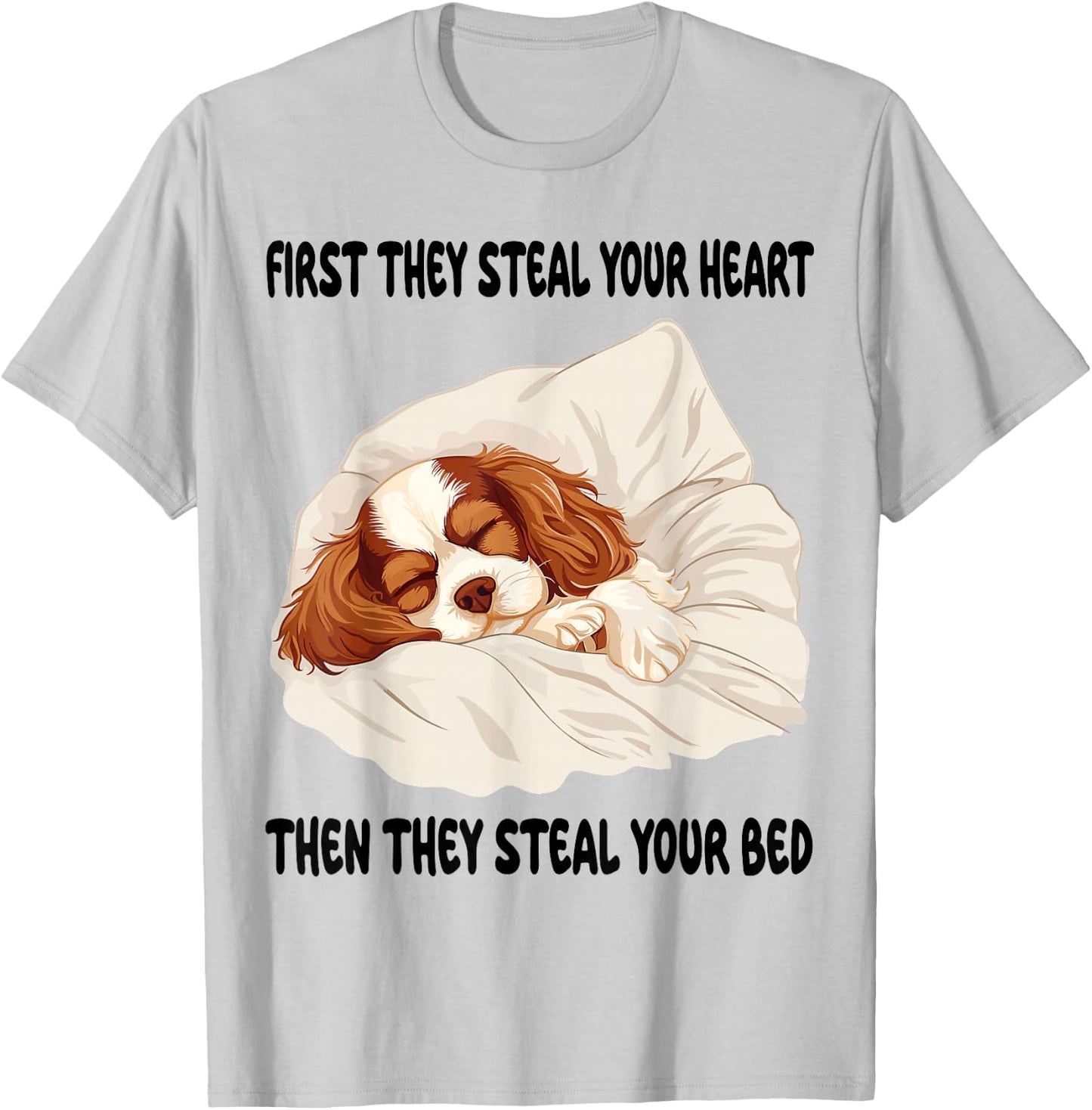 Cavalier King Charles Spaniel Sleeping Pajamas Nightgown T-Shirt - T-Shirt | Ash