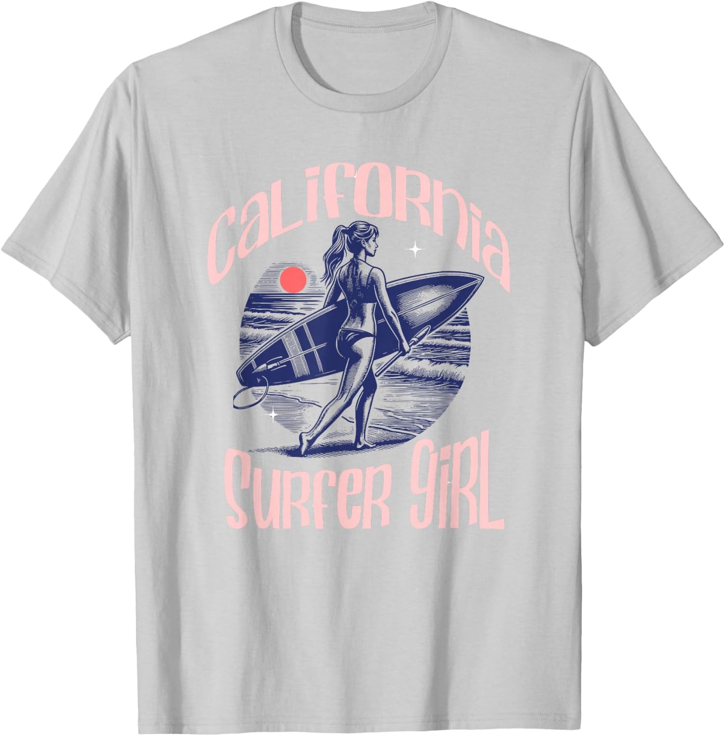 California Surfer Girl Beach Cute Summer T-Shirt - T-Shirt | Ash