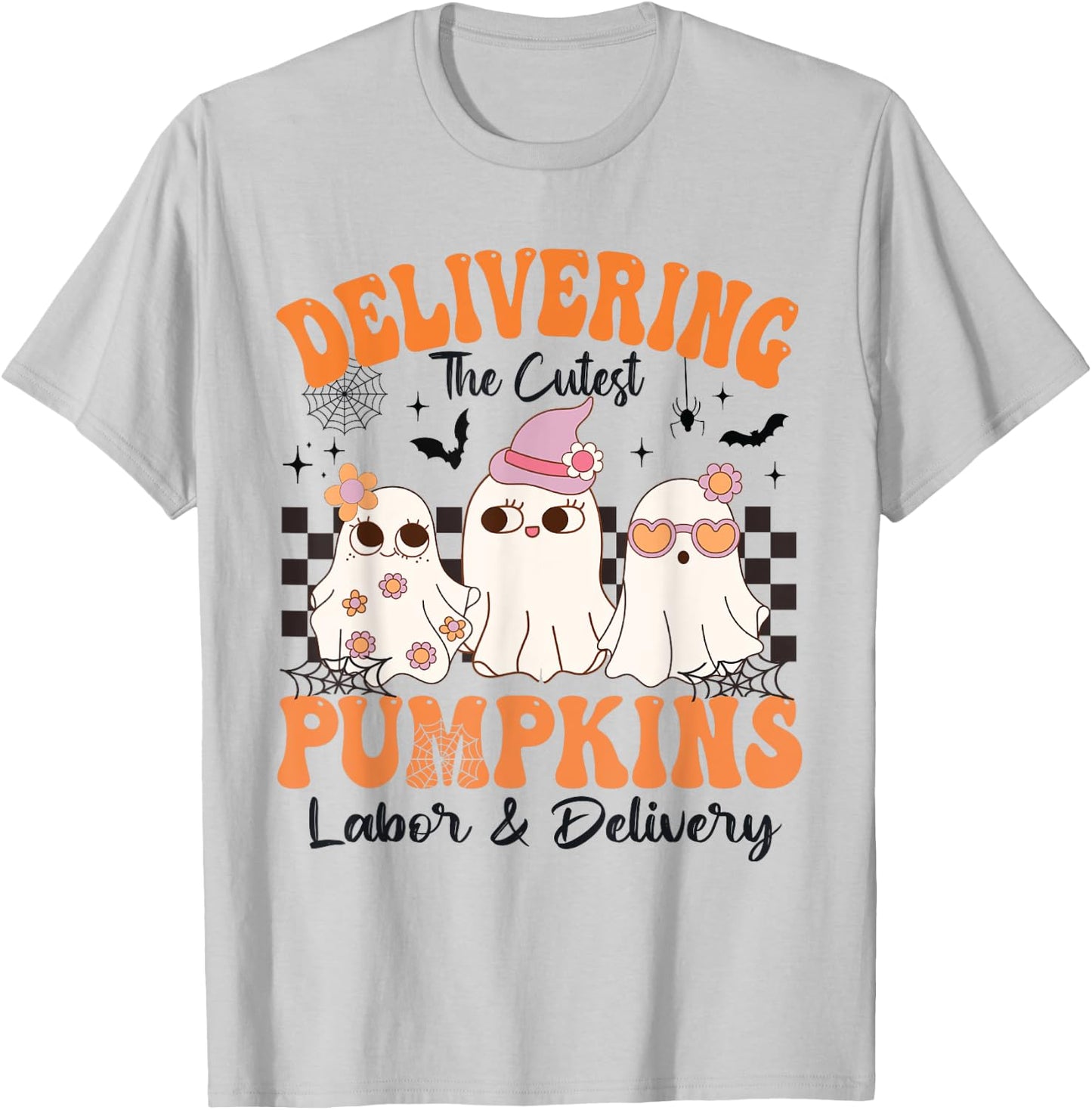 halloween Delivering The Cutest Pumpkins Labor & Delivery T-Shirt - T-Shirt | Ash