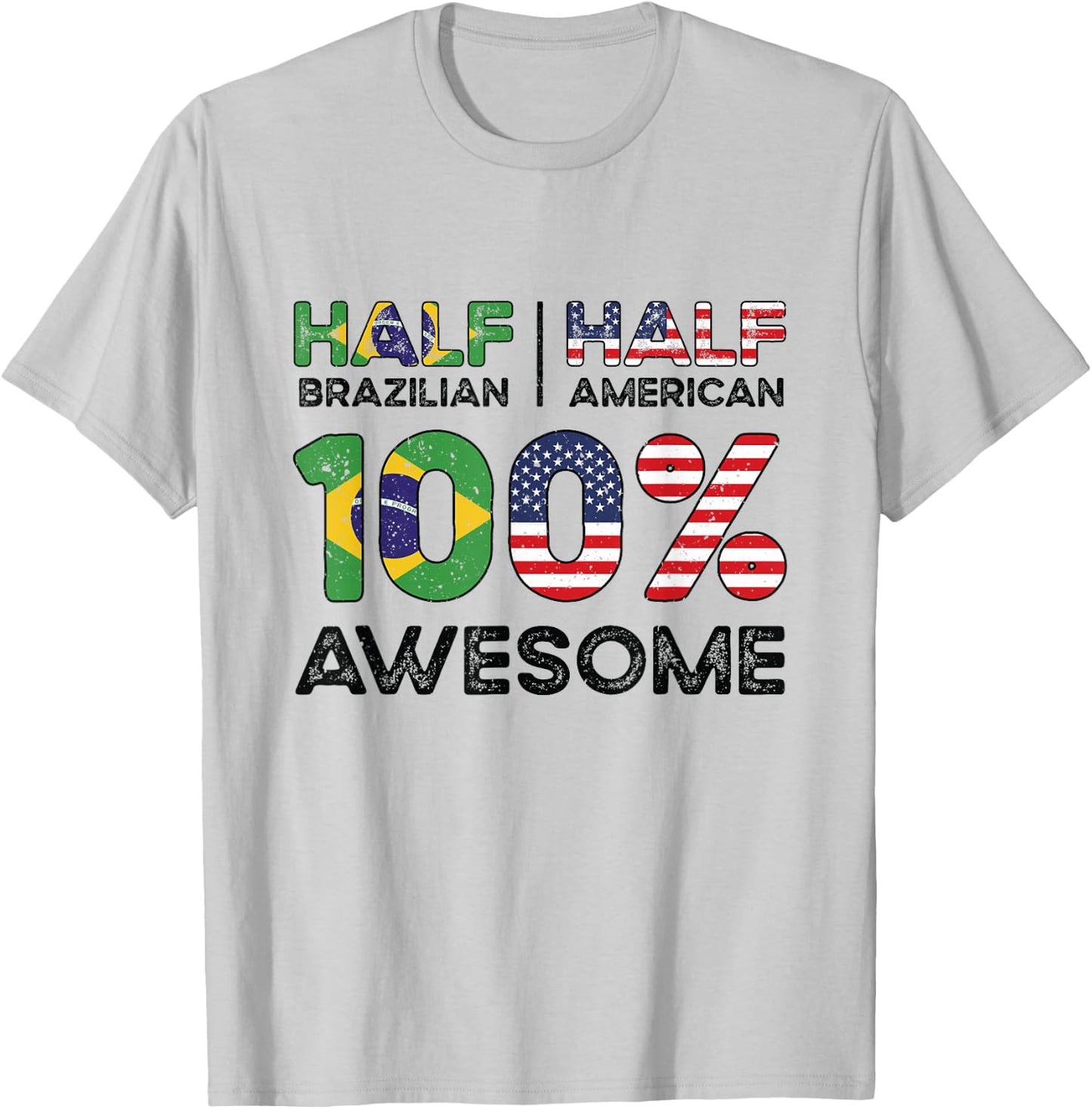 Brazilian American Patriot USA Grown Brazil US Flag T-Shirt - T-Shirt | Ash