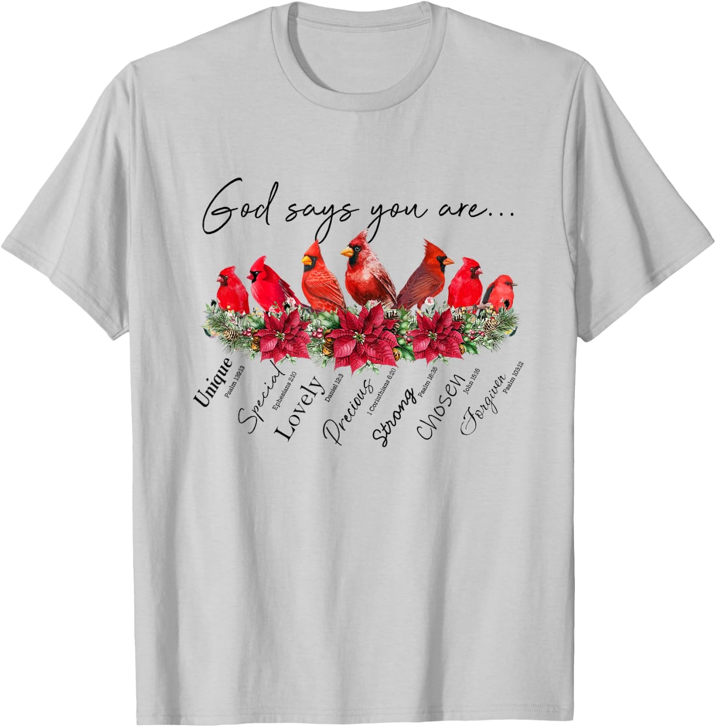 God Says You Are Women Christian Religious Cardinal Bird T-Shirt - T-Shirt | Ash