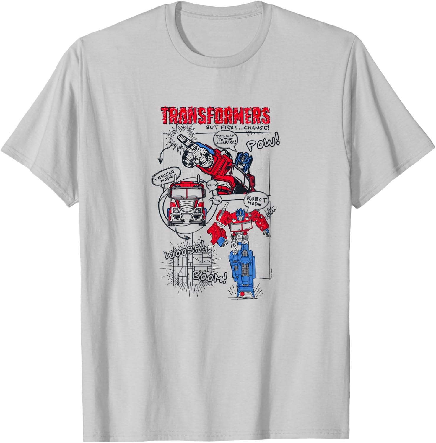 Transformers Optimus Prime Transformation Comic Strip T-Shirt - T-Shirt | Ash