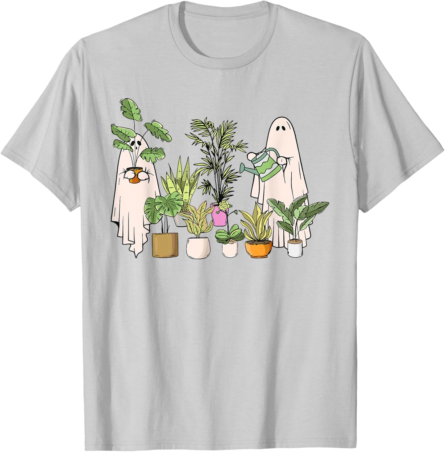 Ghost Plant Lady Halloween Gardening Plant Houseplant Lovers T-Shirt - T-Shirt | Ash