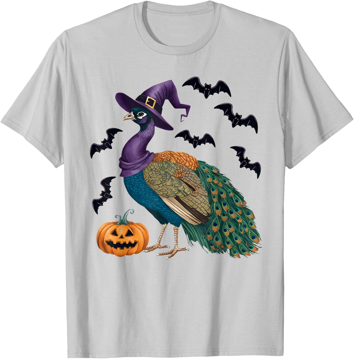Peacock Bird Halloween Costume Pumpkin Bat Witch T-Shirt - T-Shirt | Ash