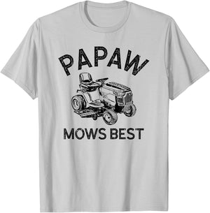 Papaw Mows Best, Vintage Lawn Mower, Father's Day T-Shirt - T-Shirt | Ash
