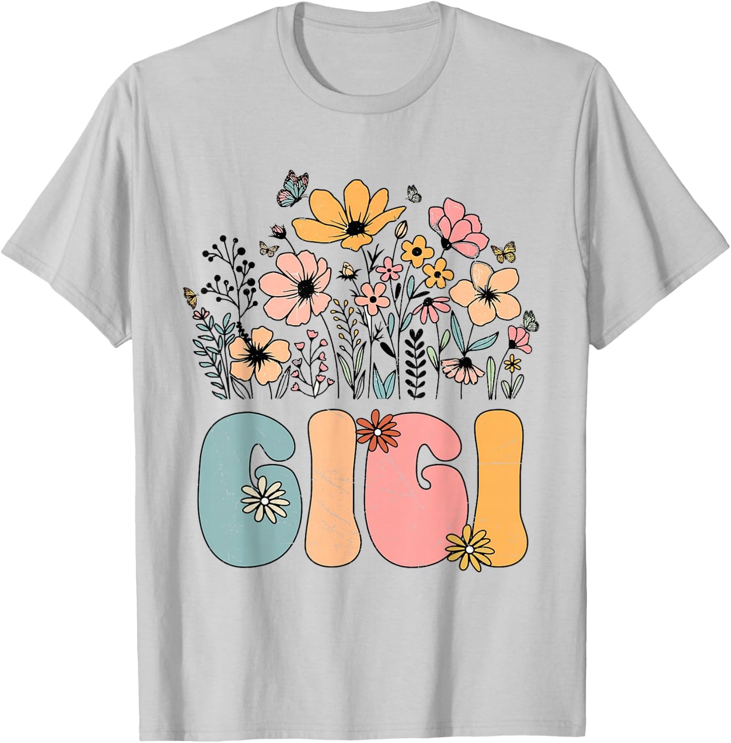 Wildflower Gigi for Grandma Grandmother Announcement T-Shirt - T-Shirt | Ash