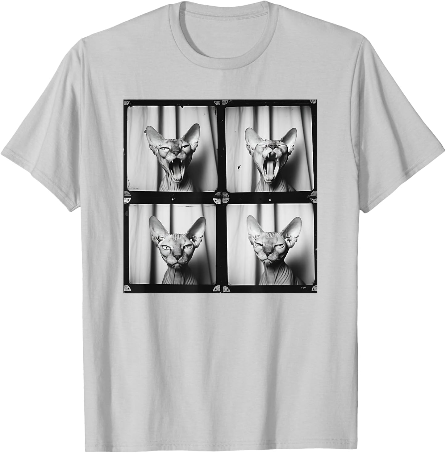 Hairless Sphynx Cat Lover Pet Portrait Funny Yawning Cat T-Shirt - T-Shirt | Ash