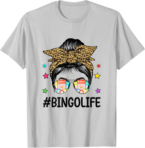 Bingo Life Messy Bun Bingo Lover Grandma Mom Mothers Day T-Shirt - T-Shirt | Ash
