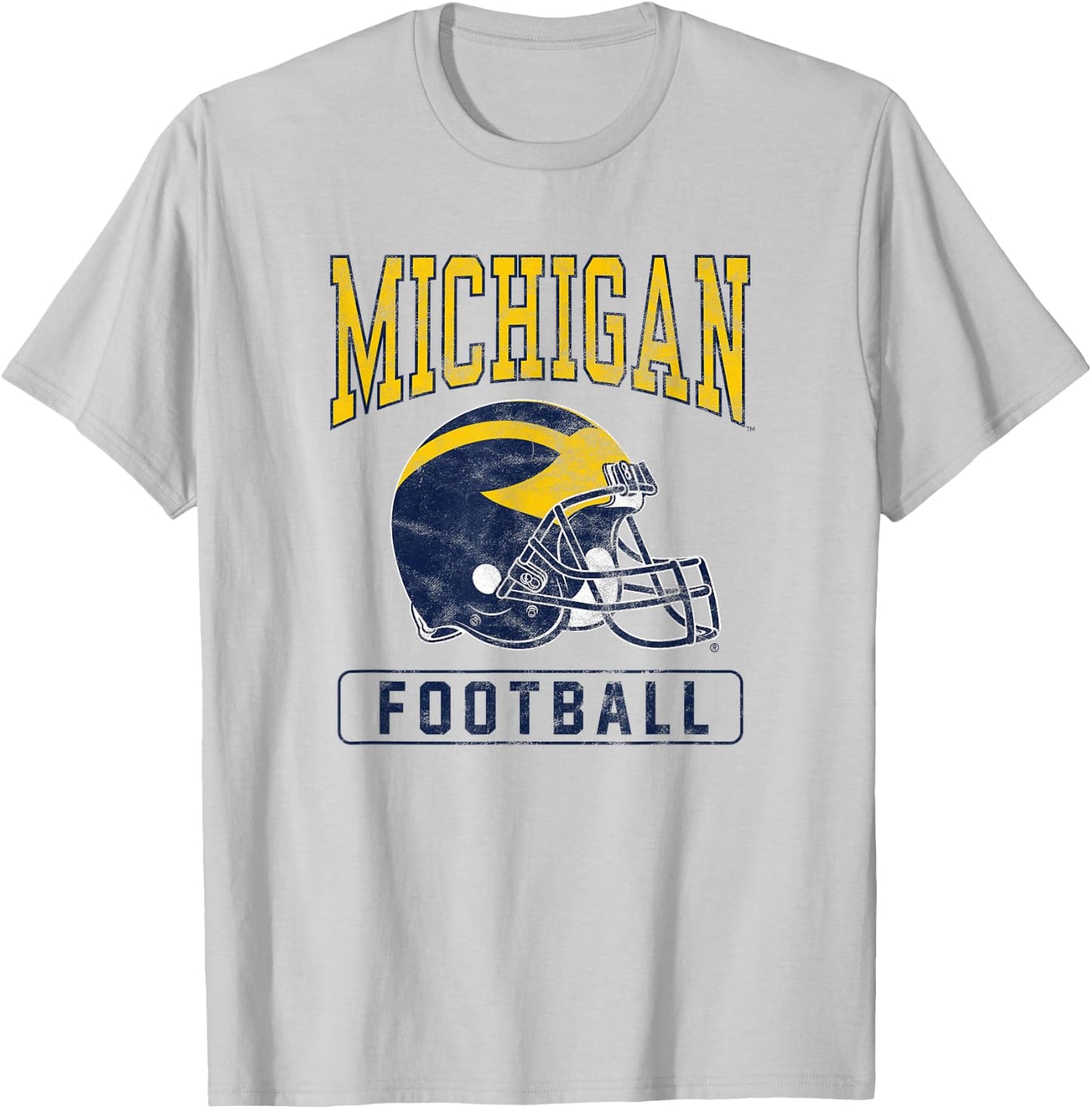 University of Michigan Wolverines U of M Football Helmet T-Shirt - T-Shirt | Ash