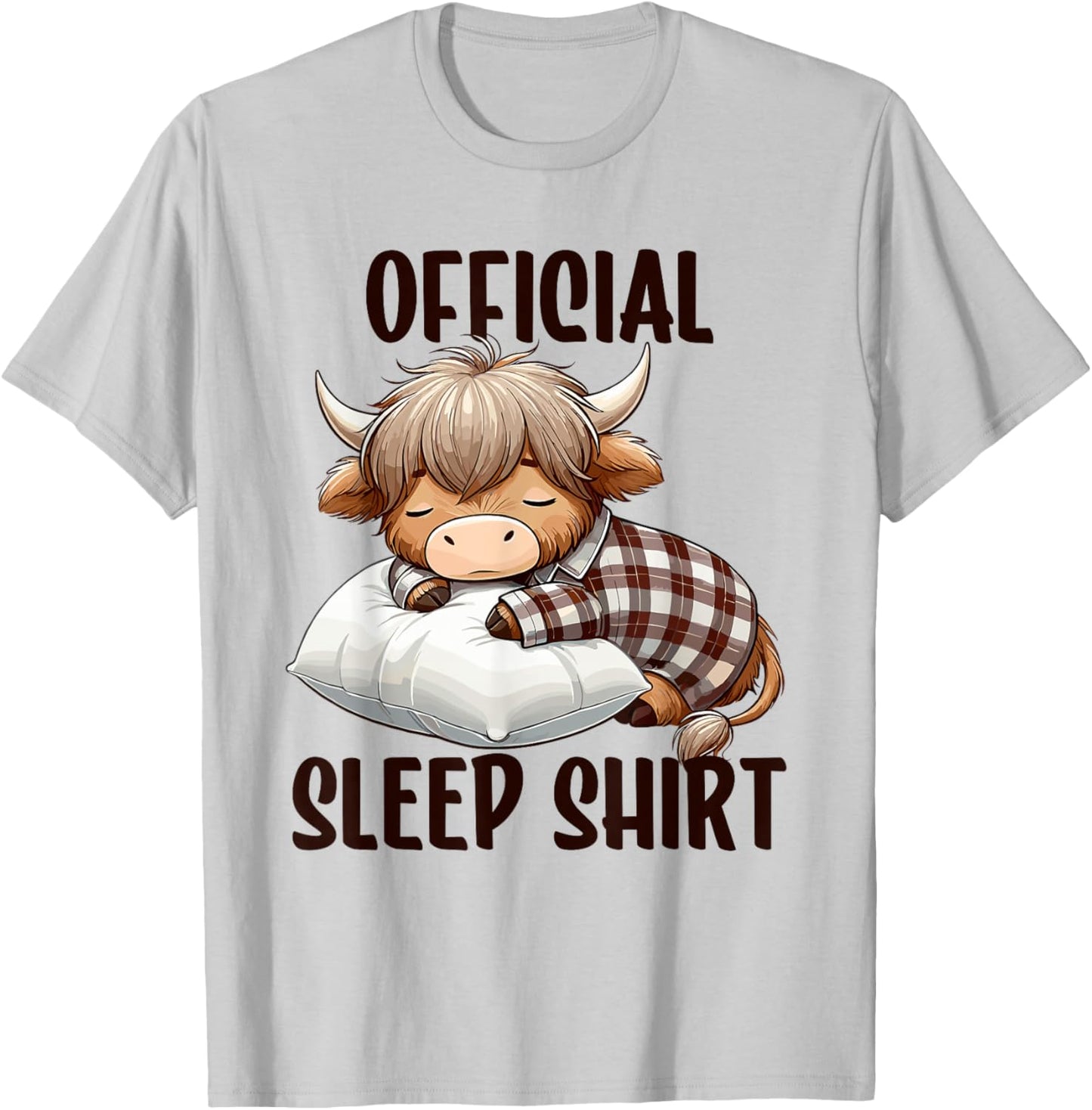 Highland Cow, Nightgown Official Sleepshirt Nightshirt Sleep T-Shirt - T-Shirt | Ash