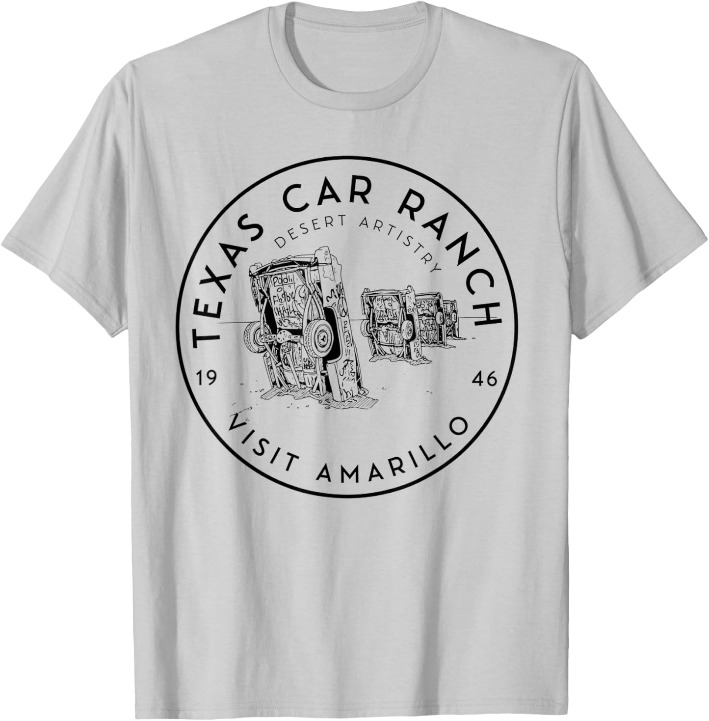 Texas Car Ranch - Visit Amarillo Landmark Logo T-Shirt - T-Shirt | Ash