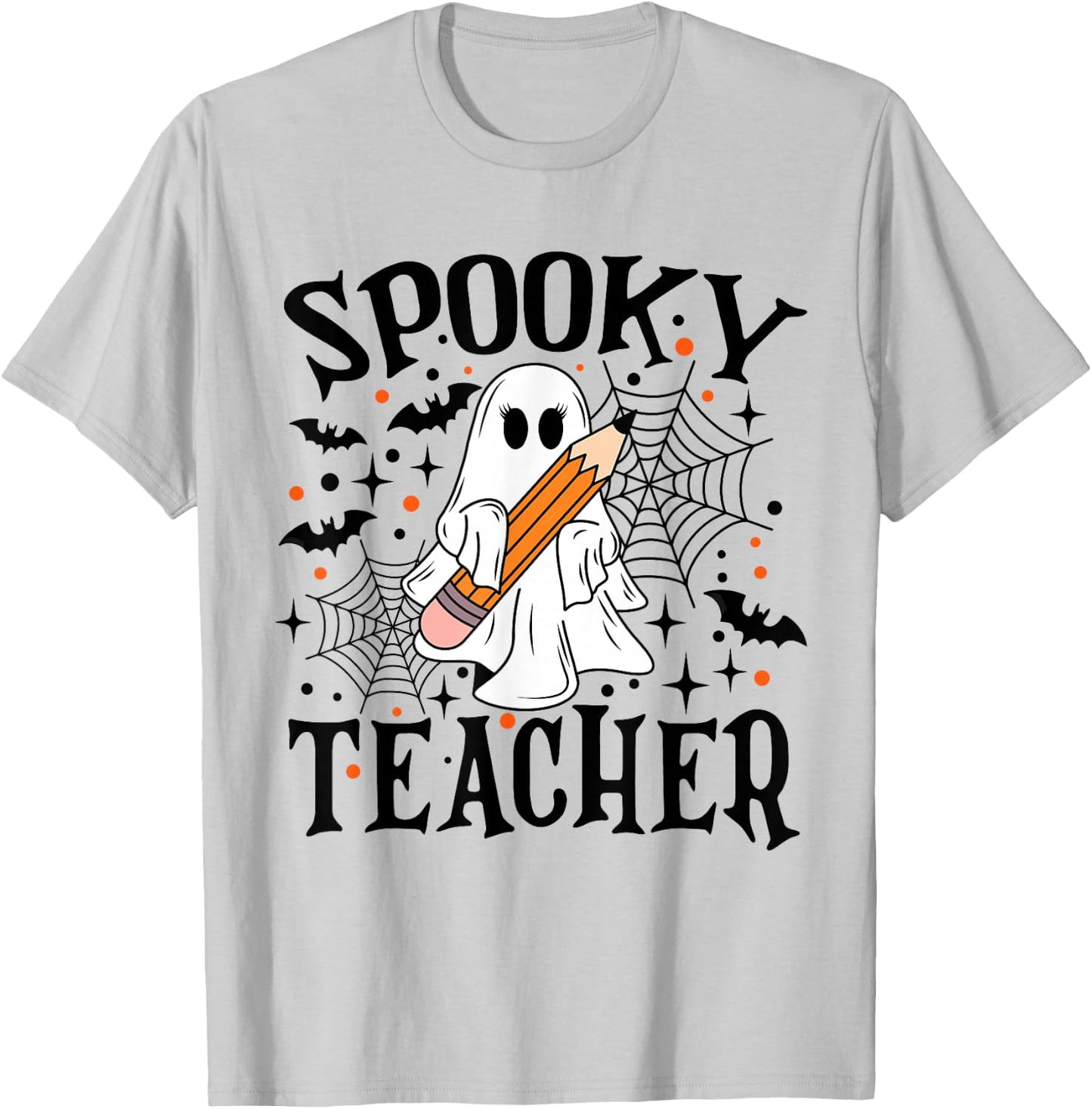 Spooky Teacher Ghost Boo Halloween Spooky Season Teaching T-Shirt - T-Shirt | Ash