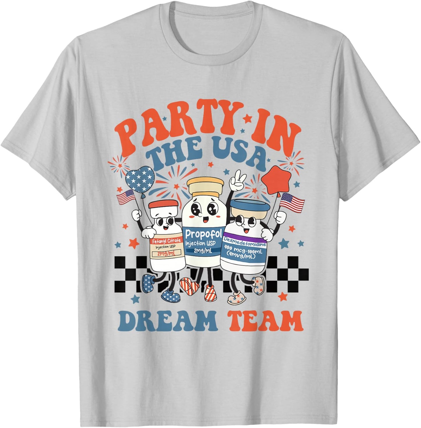 ICU Nurse 4th July Anesthesiologist Surgical Medical Student T-Shirt - T-Shirt | Ash