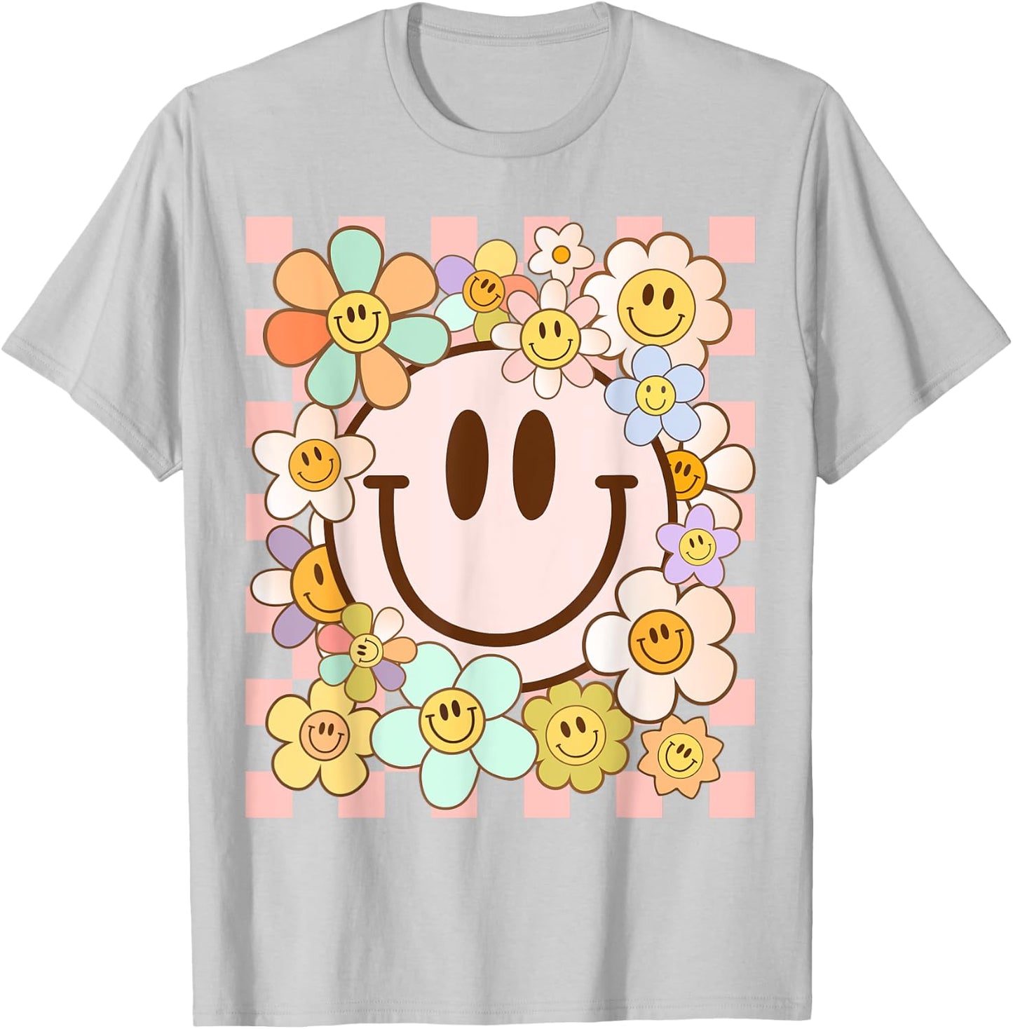 Happy Face Daisy Flower Shirt Preppy Aesthetic Smile Face T-Shirt - T-Shirt | Ash