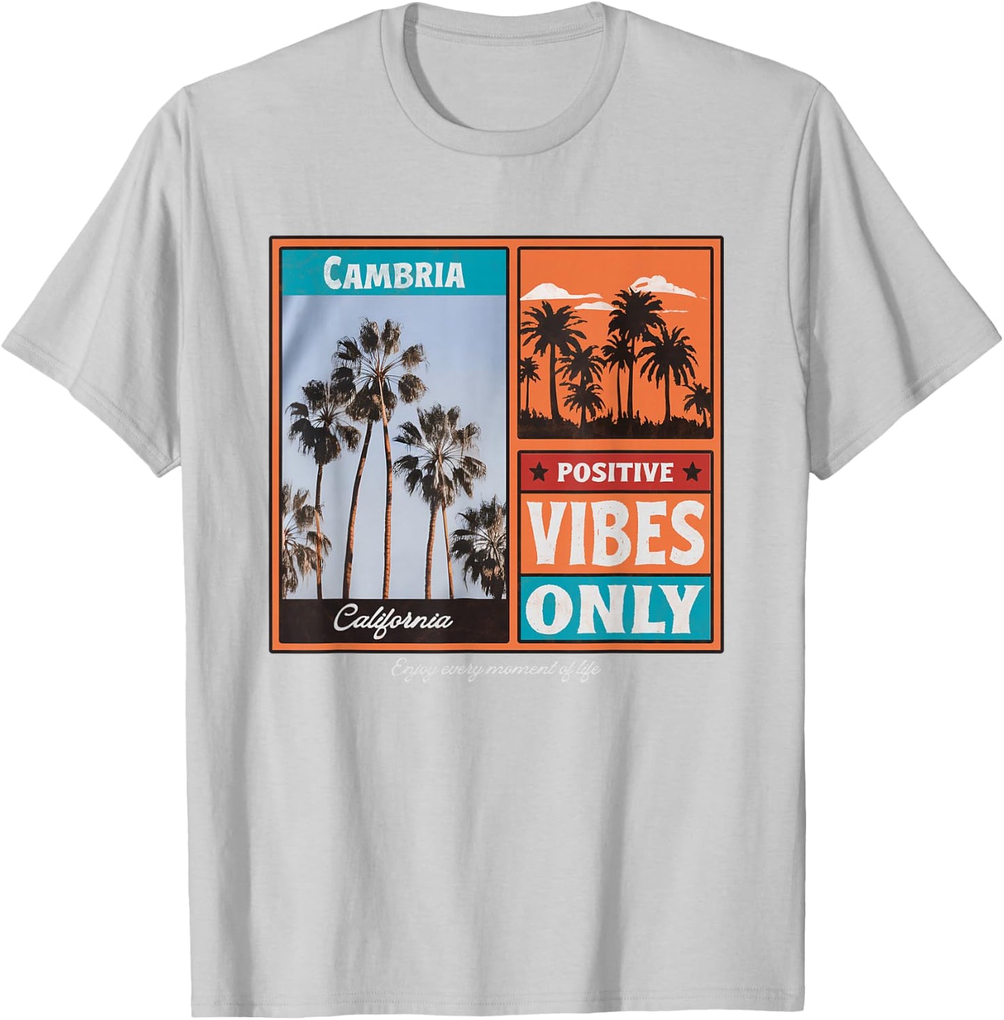 Cambria California CA Retro T-Shirt - T-Shirt | Ash
