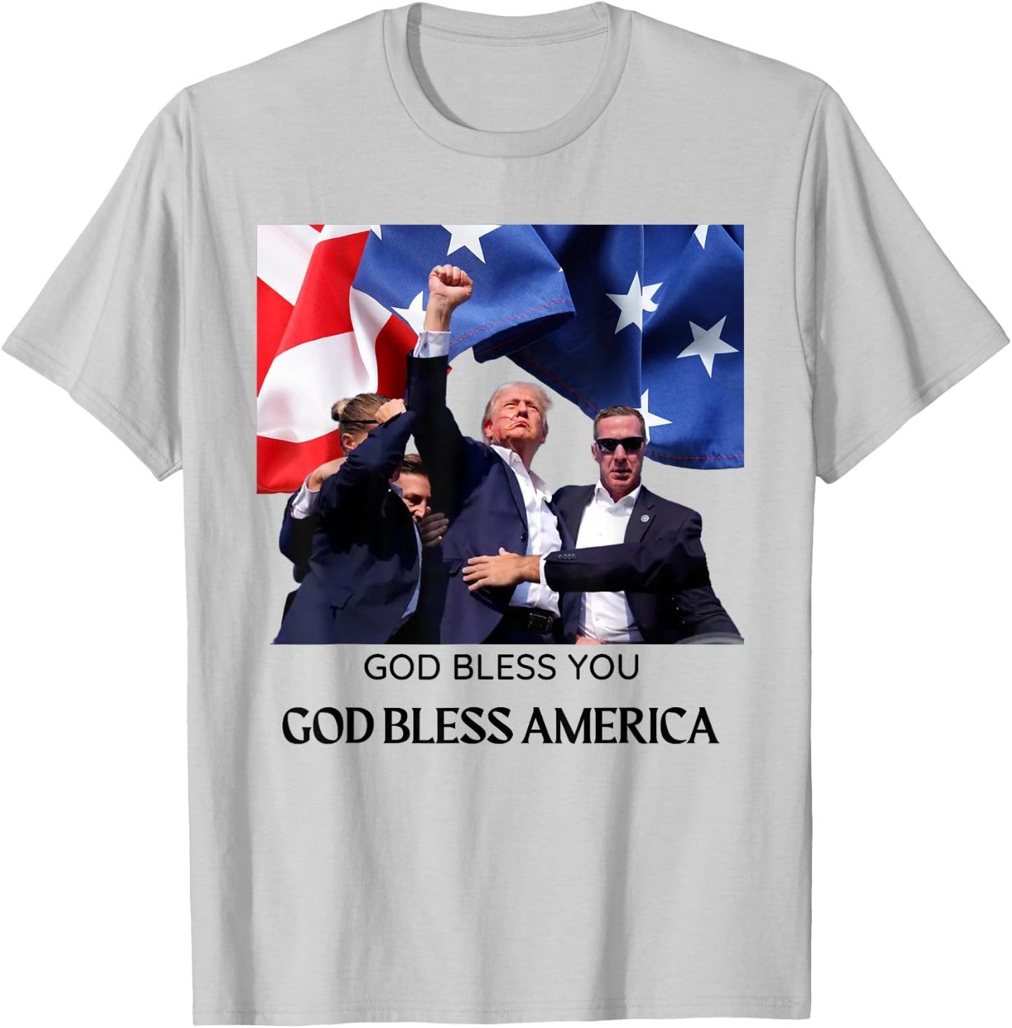 God Bless You - God Bless America - Donald Trump 2024 T-Shirt - T-Shirt | Ash