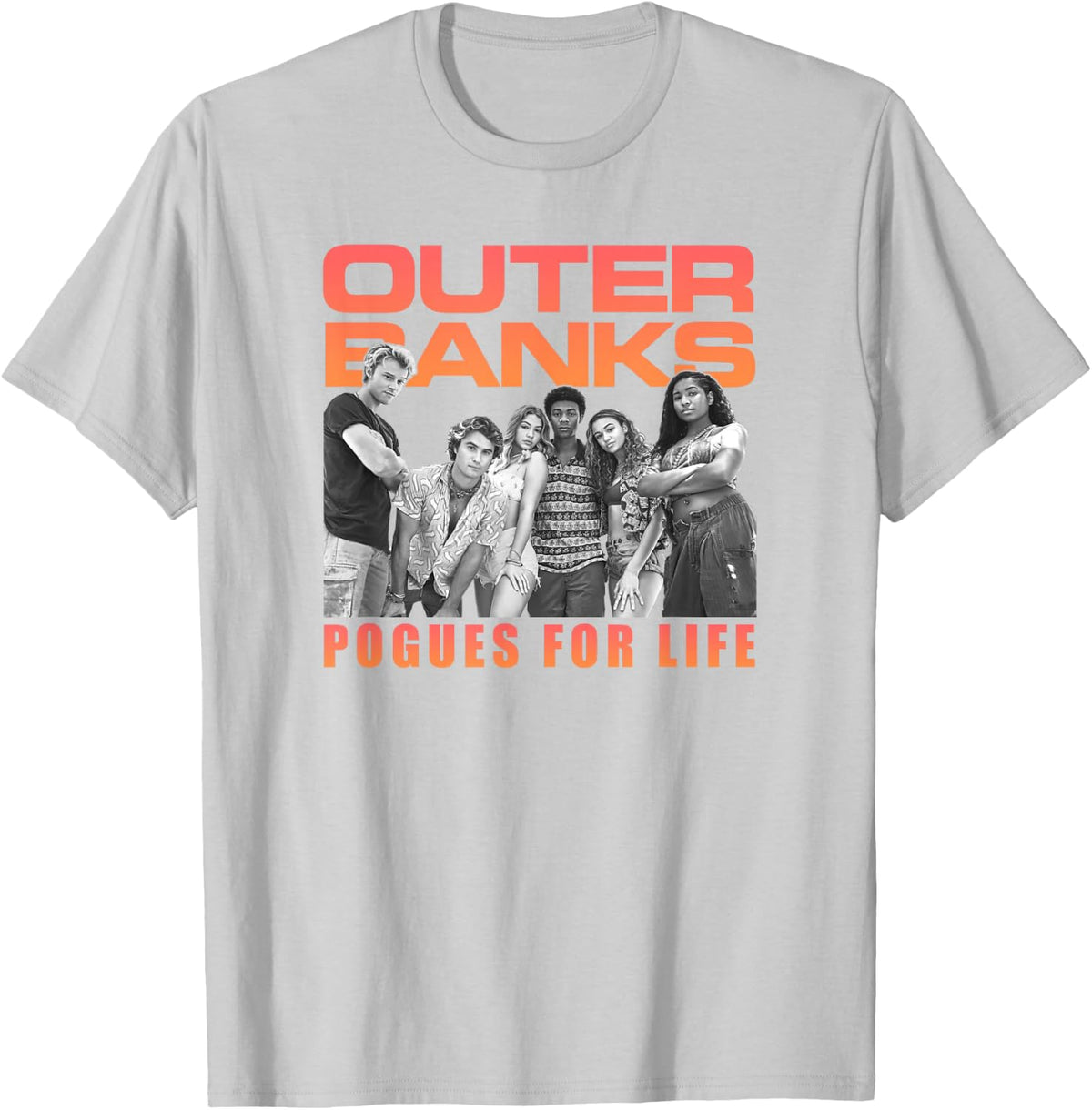 Outer Banks Group Shot Pogues for Life Portrait T-Shirt - T-Shirt | Ash