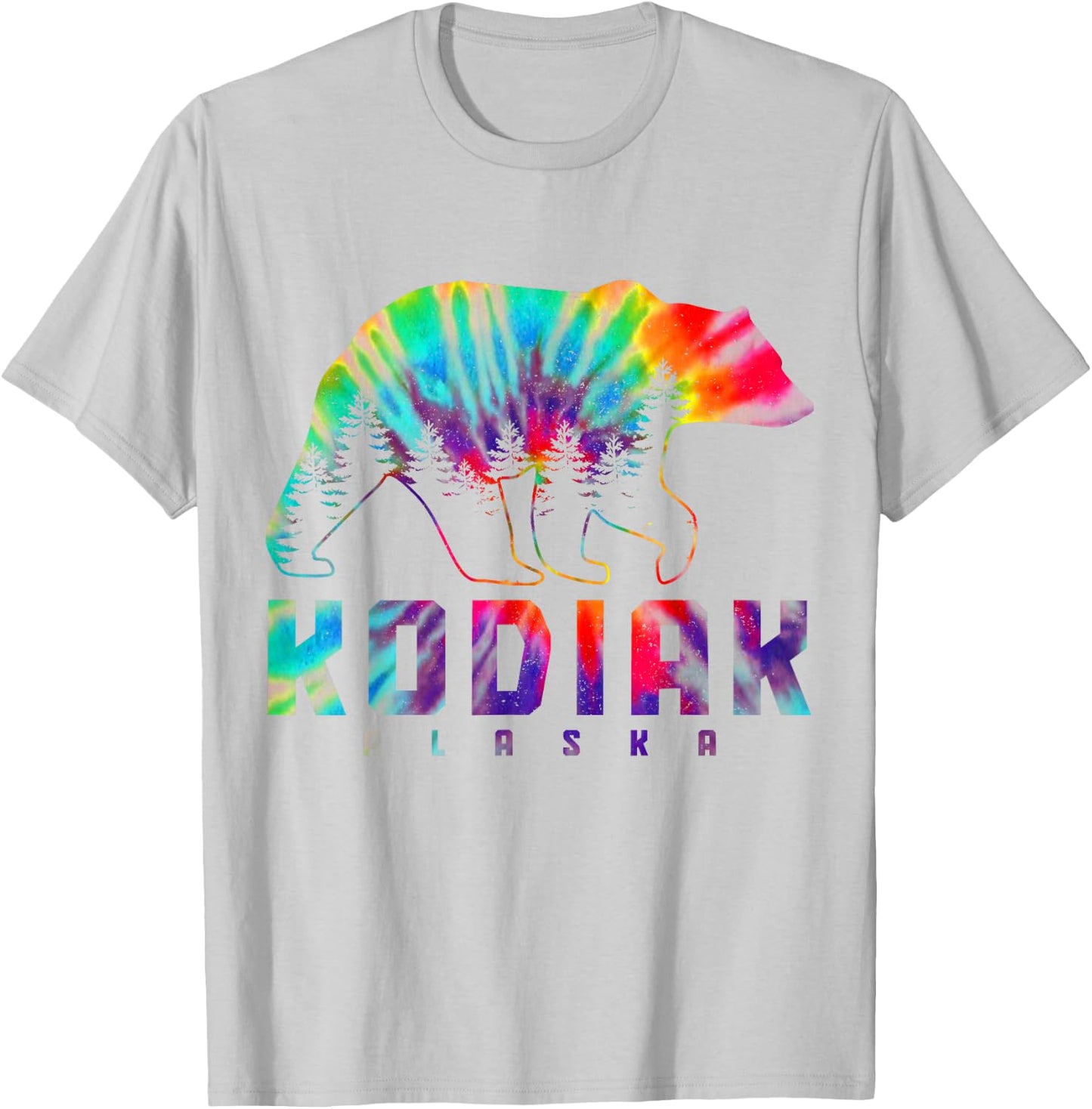Kodiak Alaska Tie Dye Bear Pride Outdoor Nature Vintage T-Shirt - T-Shirt | Ash