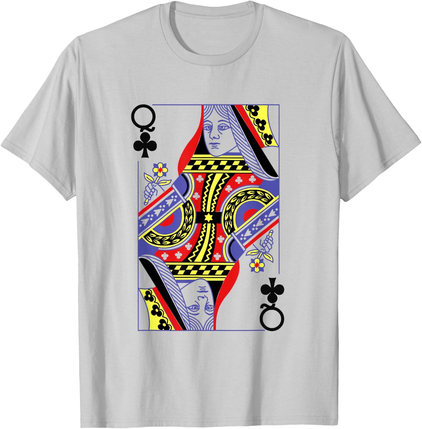 Queen Of Clubs Royal Flush Costume Halloween Playing Cards T-Shirt - T-Shirt | Ash