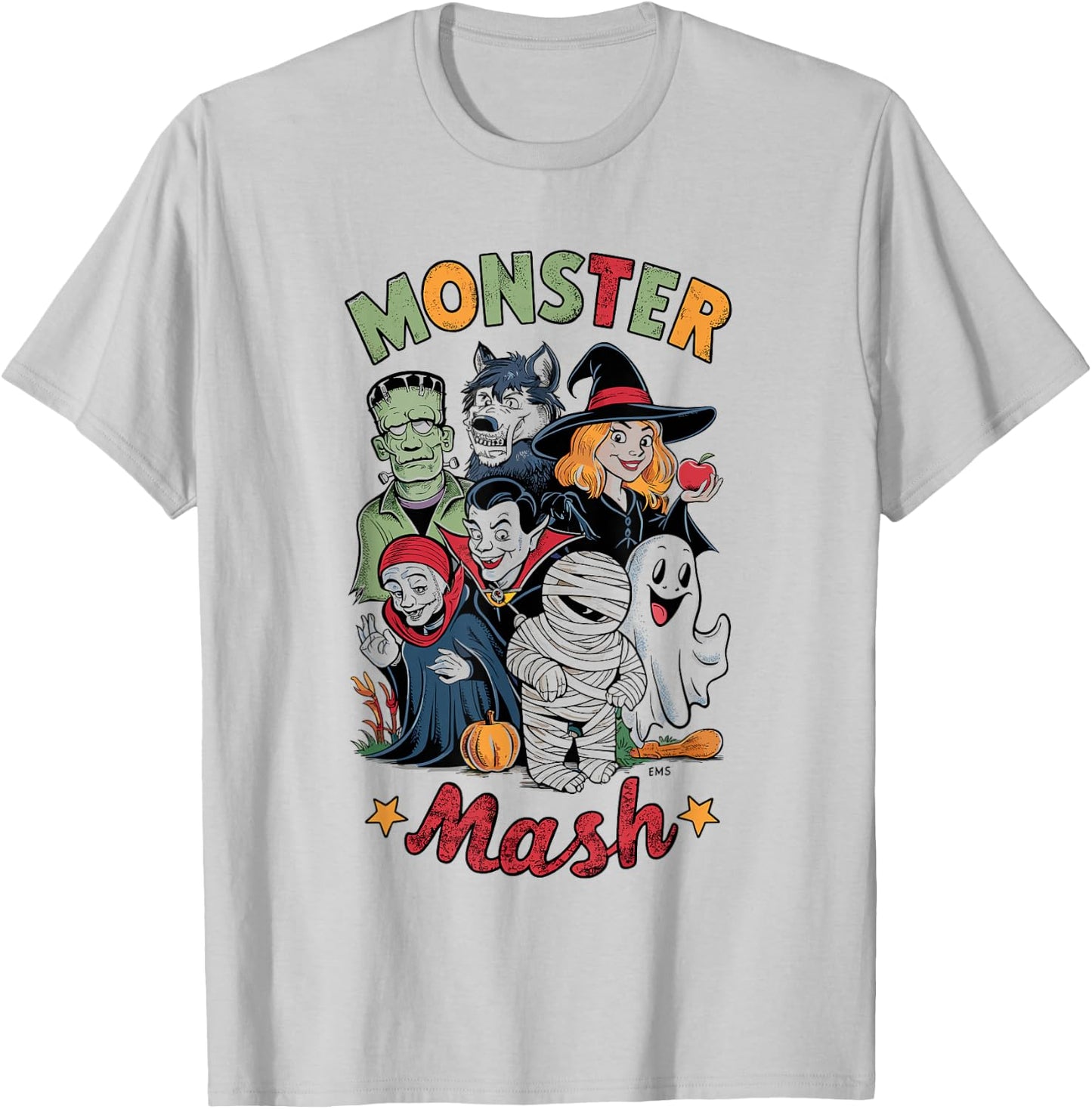 Vintage HALLOWEEN SHIRT | Classic Monster Characters Mash T-Shirt - T-Shirt | Ash