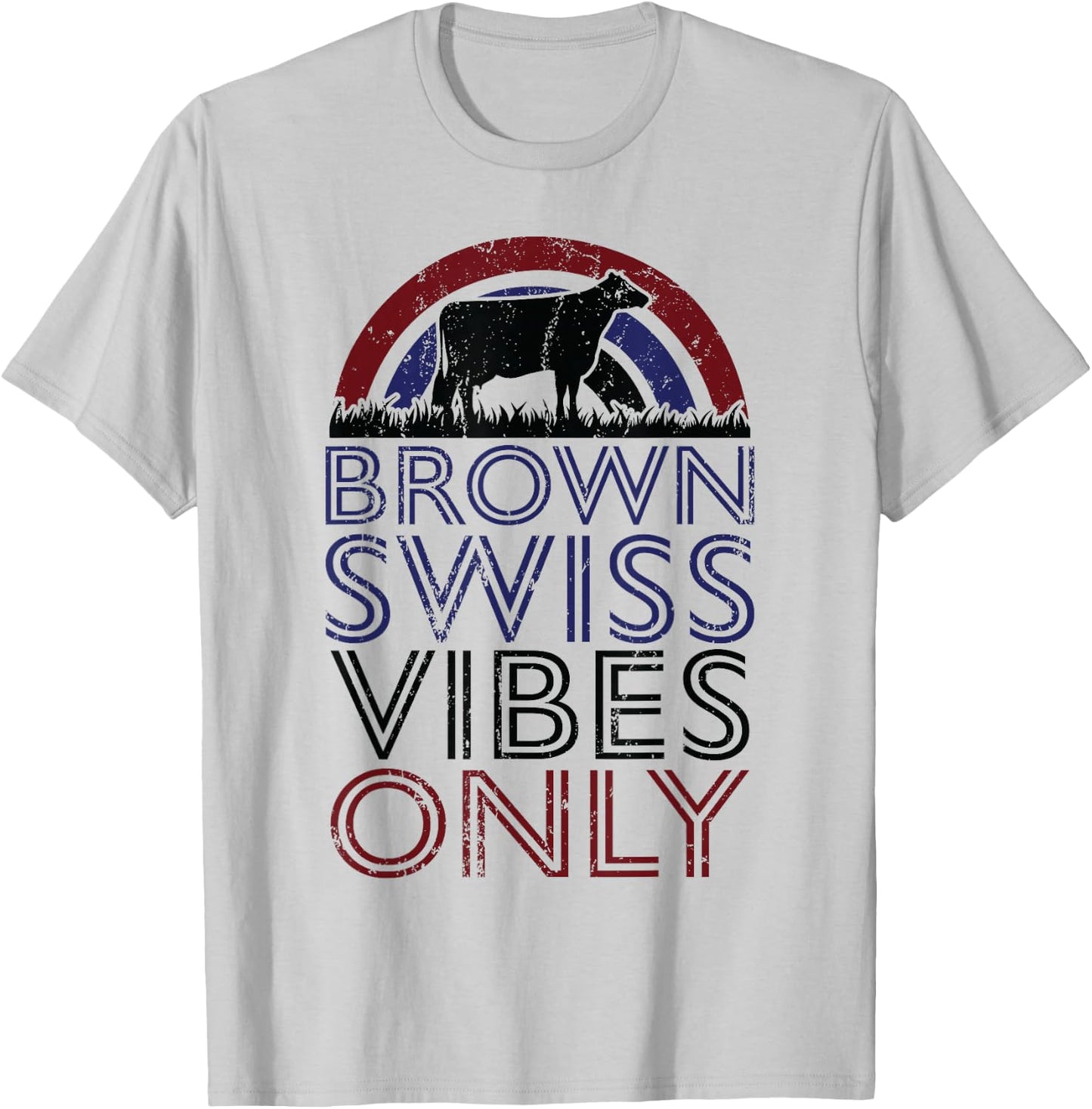 Cow Vibes Only - Cow Breeder Brown Swiss Cattle Farmer T-Shirt - T-Shirt | Ash