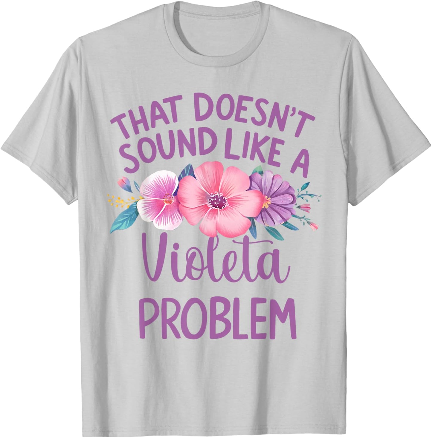 Violeta Personalized Cute Flower Girls Violeta Name T-Shirt - T-Shirt | Ash