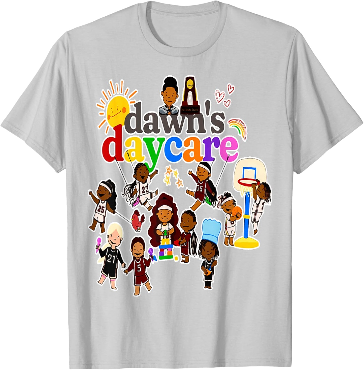 Dawn's Daycare Basketball cute funny T-Shirt - T-Shirt | Ash