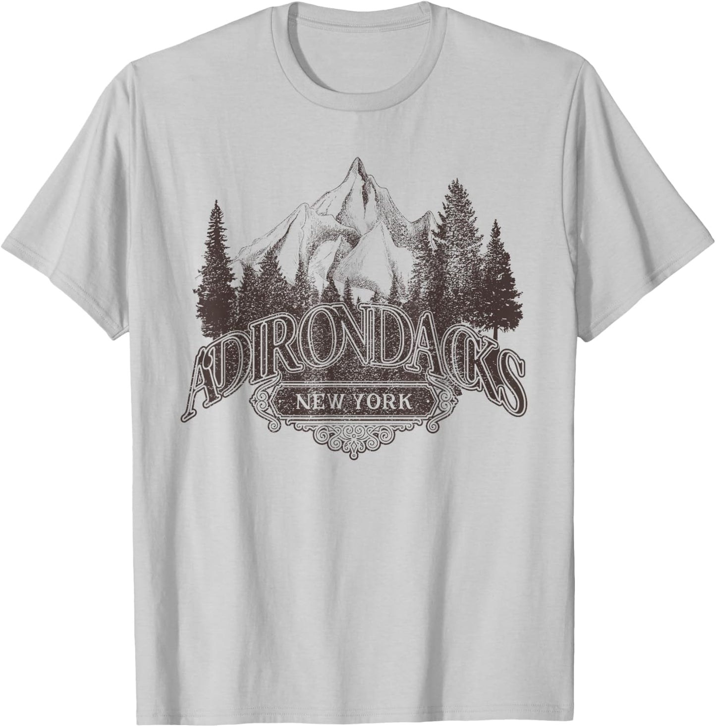 Adirondacks New York Mountains Vintage Biker Patch T-Shirt - T-Shirt | Ash