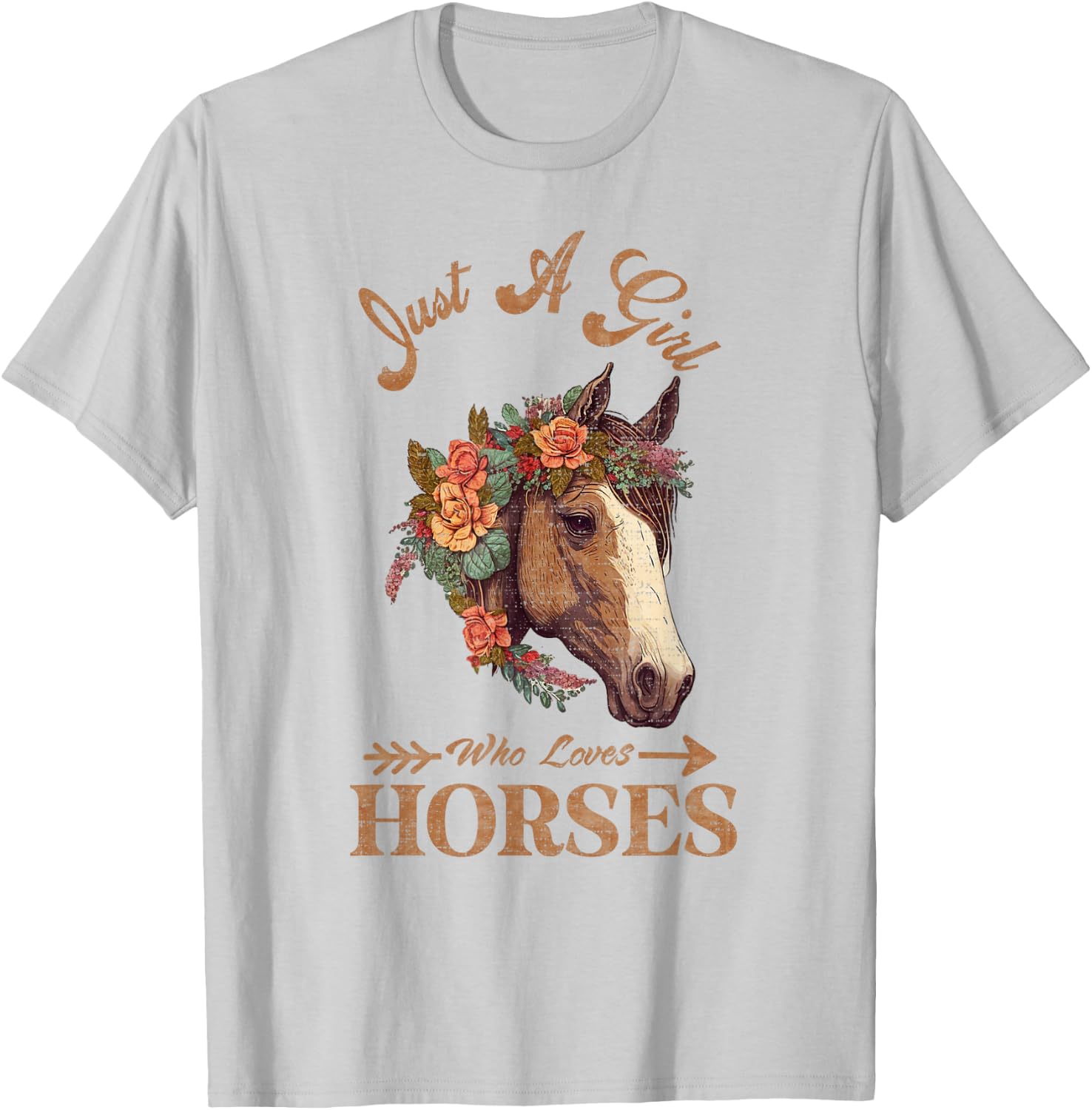 Vintage Retro Just A Girl Who Loves Horses, Horseback Riding T-Shirt - T-Shirt | Ash