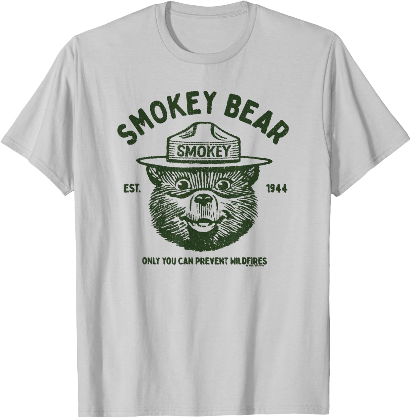 Vintage Smokey Bear Logo Only You Can Prevent Wildfires T-Shirt - T-Shirt | Ash