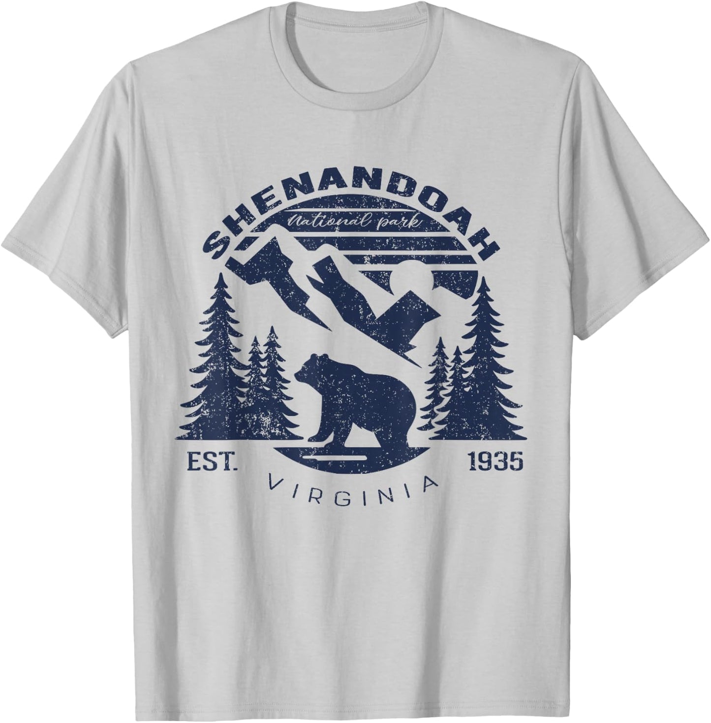 Vintage Shenandoah National Park for kids Hiking Camping T-Shirt - T-Shirt | Ash