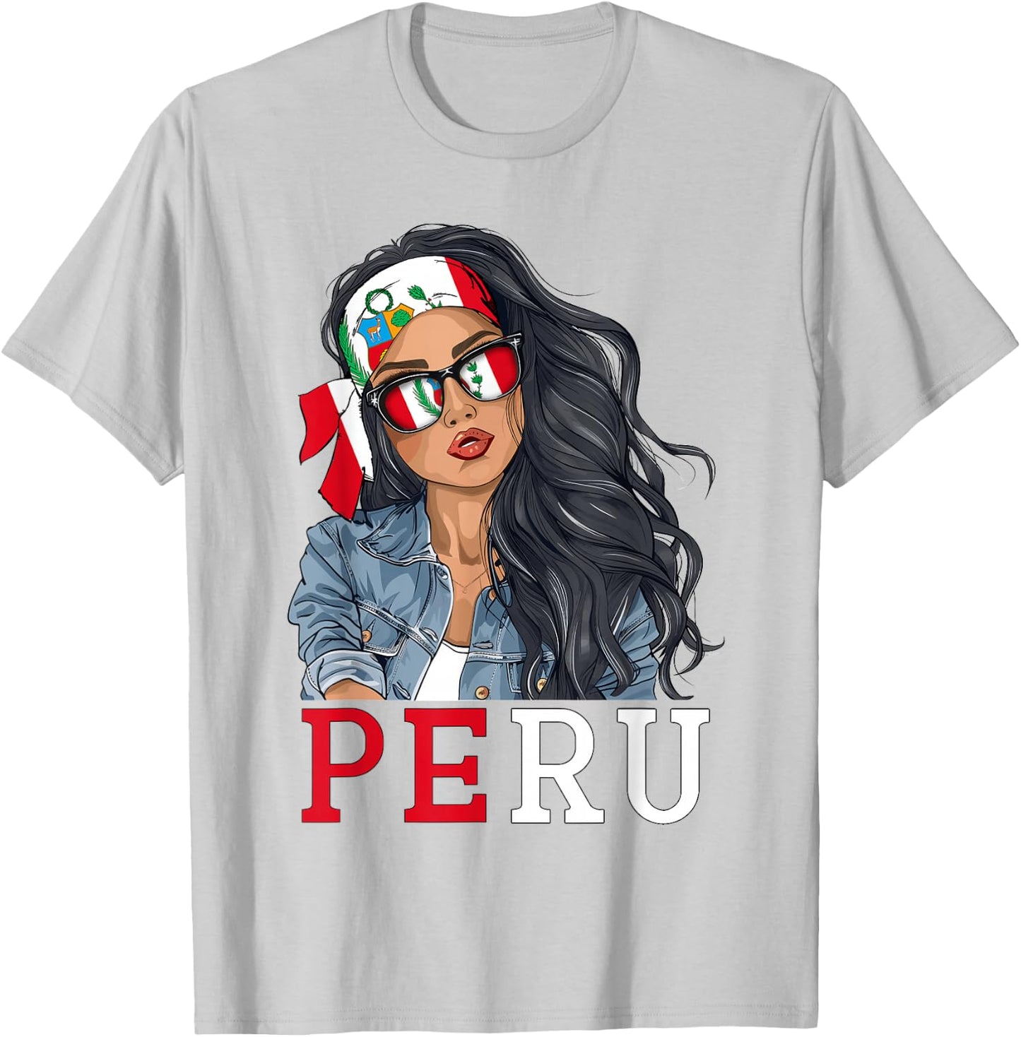 Peruvian Woman Products Flag Uniform Heritage Peru T-Shirt - T-Shirt | Ash