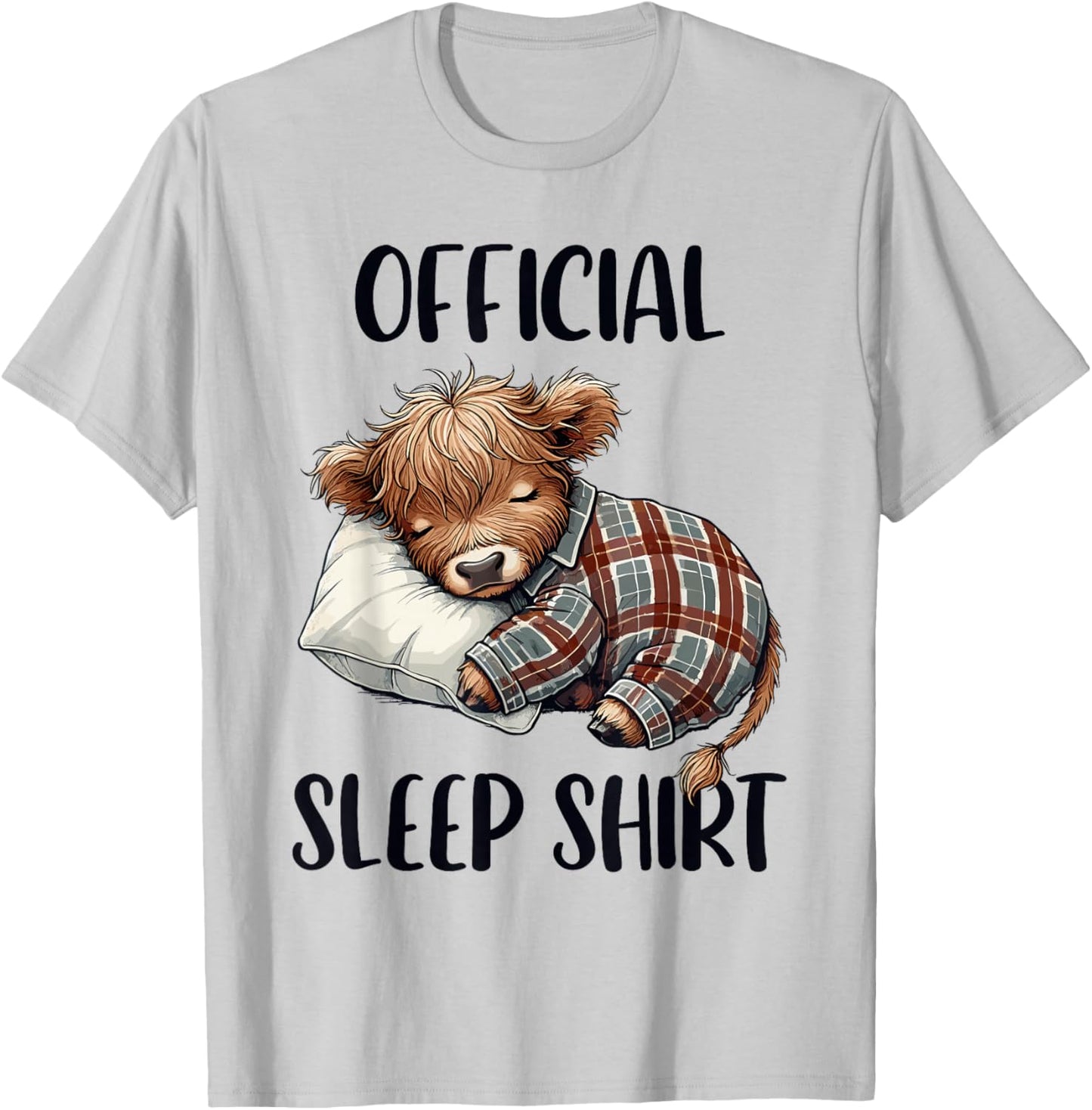 Highland Cow, Nightgown Nightshirt Official Sleepshirt Sleep T-Shirt - T-Shirt | Ash